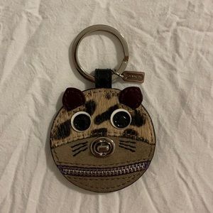 Coach Key Fob Leopard spot Cat NEW w/ bag
